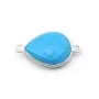 Turquoise reconstituée goutte 2 anneaux sertie en argent x 1pc