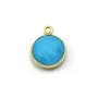 Turquoise reconstituée rond 1 anneau sertie en argent doré x 1pc