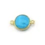 Turquoise reconstituée rond 2 anneaux sertie en argent doré x 1pc