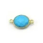 Turquoise reconstituée ovale 2 anneaux sertie en argent 925 doré à l'or fin x 1pc