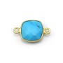Turquoise reconstituée carré 2 anneaux sertie en argent doré x 1pc