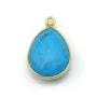 Turquoise reconstituée goutte 1 anneau sertie en argent doré x 1pc