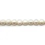 Perles d'eau douce blanches rondes/ovales 8-9mm x 40cm