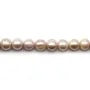 Perles de culture d'eau douce, mauve, semi-ronde, 11-12mm x 40 cm