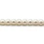 Perles d'eau douce blanches rondes sur fil 6mm x 40cm