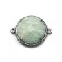 Intercalaire en amazonite sertie en métal, de forme ronde, 18mm x 1pc