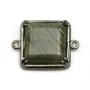 Intercalaire en labradorite sertie en métal, de forme carré x 1pc