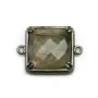 Intercalaire en labradorite sertie en métal, de forme carré, 21mm x 1pc
