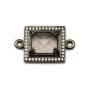 Spacer in smoked quartz, set on metal & zirconium, in rectangular shape, 16x18mm x 1pc