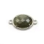Labradorite spacer set with metal, in oval shaped, 12x16mm x 1pc