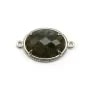 Intercalaire en labradorite sertie en métal, de forme ovale, 16x21mm x 1pc