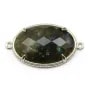Intercalaire en labradorite sertie en métal, de forme ovale, 20x30mm x 1pc