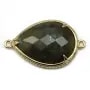 Intercalaire en labradorite sertie en métal, forme de goutte, 20x27mm x 1pc