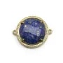 Lapis lazuli interlayer set in metal, in round shape, 17mm x 1pc