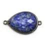 Intercalaire en lapis lazuli sertie en métal, en forme de goutte, 20x27mm x 1pc