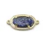 Intercalaire en lapis lazuli brut sertie en métal, de forme ovale, 9.5x16.5mm x 1pc