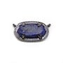 Intercalaire en lapis lazuli brut sertie en métal, de forme ovale, 9.5x16.5mm x 1pc