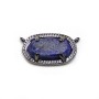 Intercalaire en lapis lazuli brut sertie en métal, de forme ovale, 9.5x16.5mm x 1pc