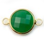 Verre coloré facetté rond serti sur métal doré 12.5mm x 1pc