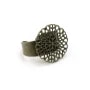 Bague réglable, support estampe fleur, couleur bronze, 19mm x 1pc