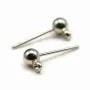 Clous d'oreilles avec finition boule, en métal rhodié 4mm x 20pcs