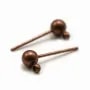 Clous d'oreilles avec finition boule, en métal cuivre 4mm x 20pcs