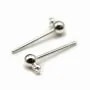 Clous d'oreilles avec boule, en métal argenté, 3mm x 20pcs