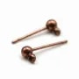 Clous d'oreilles avec boule, en métal couleur cuivre, 3mm x 20pcs