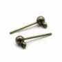 Clous d'oreilles avec boule, en métal couleur laiton, 3mm x 20pcs