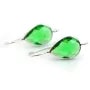 Crochet boucle d'oreille pierre sertie en verre argenté goutte 10.5x14mm x 2pcs