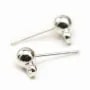 Clous d'oreilles avec finition boule, en métal argenté, 5mm x 20pcs