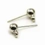 Ear studs with ball finish, in old silver metal color, 5mm x 20pcs