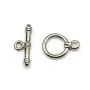 Fermoir "OxT" en métal, de couleur argent vieilli, 12mm x 2pcs