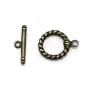 Fermoir "OxT" en métal torsadé, de couleur bronze, 14mm x 2pcs