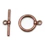 Fermoir "Toggle OT" en métal lisse, de couleur cuivre, 15mm x 2pcs