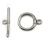 Fermoir "OxT" en métal lisse, de couleur argent vieilli, 15mm x 2pcs