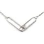 Chaîne en argent 925 rhodié  maille ovale & zirconium pour perle semi percé x 45cm