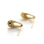Ear studs in the shape of a drop, plated with "flash" gold on brass 12x16.5mm x 4pcs