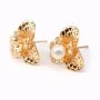 Clous d'oreille fleur Plaquée par "flash" or sur laiton 16x18mm x 2pcs