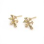 Clous d'oreille flocon de neige 9.5mm, plaqué par "flash" or  sur laiton x 2pcs