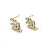 Clous d'oreilles feuille doré sur laiton 7.6x14mm x 2pcs