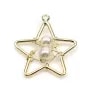 Pendentif en forme d'étoile avec parle , plaqué par "flash" or sur laiton  x 1pc