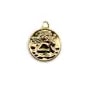 Pendentif médaille avec un ange, plaqué par "flash" or sur laiton 17mm x 2pcs