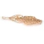 Plume de paon Plaquée par "flash" or sur laiton 27.5x65mm x1pc