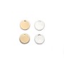 Breloque de forme ronde, plaquée par "flash" or sur laiton 12mm x 4pcs