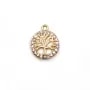 Breloque en forme ronde arbre de vie 9.5x11.5mm x 1pc