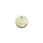 Breloque ronde plate "diamanté" plaquée doré sur laiton, 8mm x 8pcs