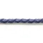 Bleu guède Braided leather cord 4.0mm  x 50cm