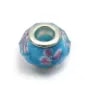 Perle en verre vert, bleu marine & doré 13.3mm x 1pc