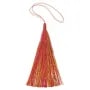 Pompon imitation soie bicolore (bordeaux & doré) 80mm x 1pc